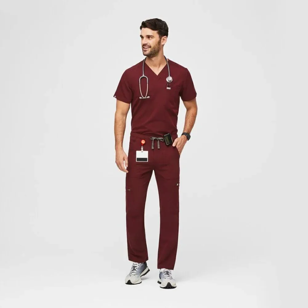Figs Mens Red Wine Scrub Set Sz XXL